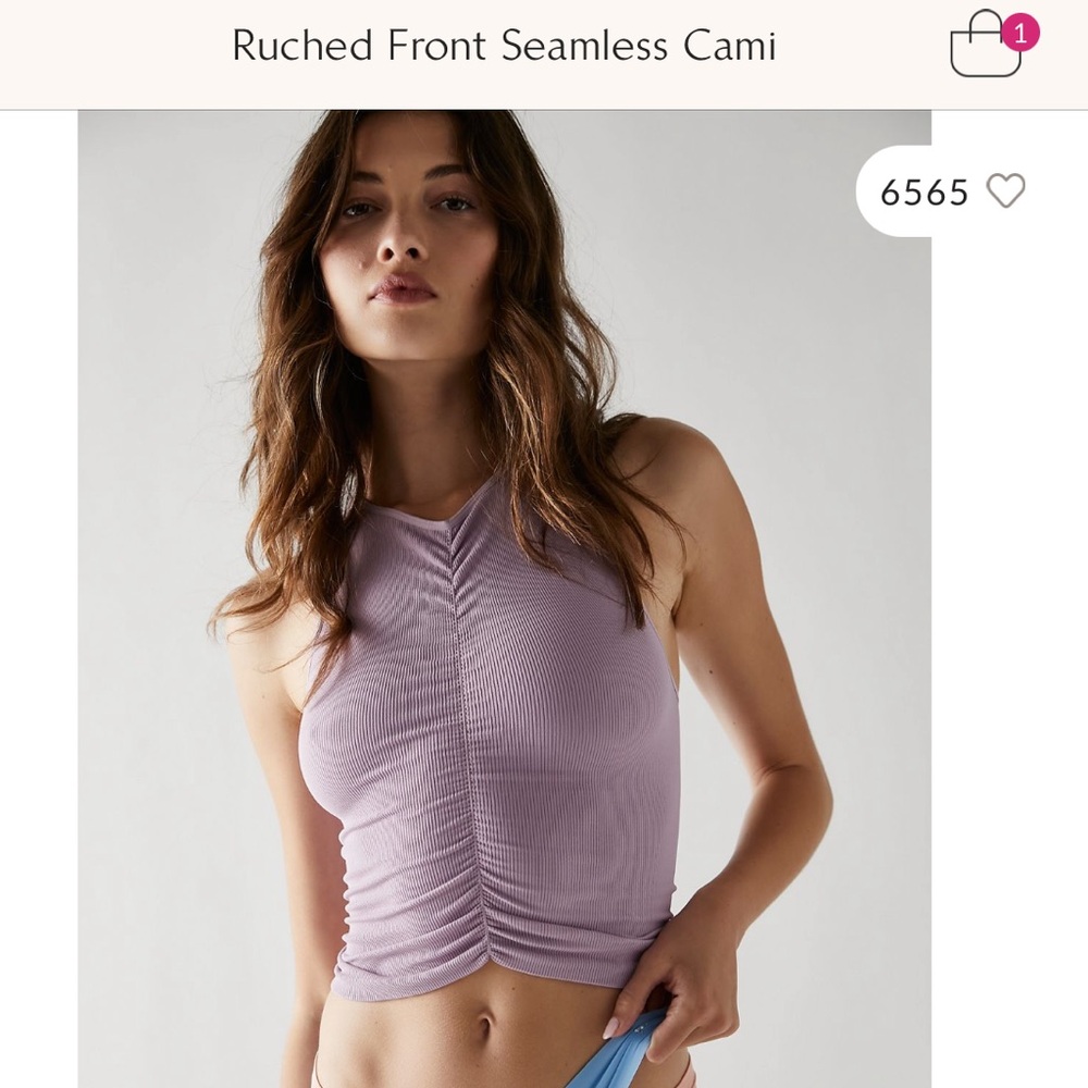 Free People Purple Ruched Front Seamless Cami